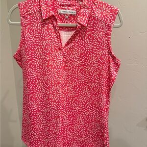 Pebble Beach Pink and White Polo Sleeveless Golf Tennis Athletic Shirt Size M